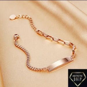 Women's Rose Gold blank bar anklet